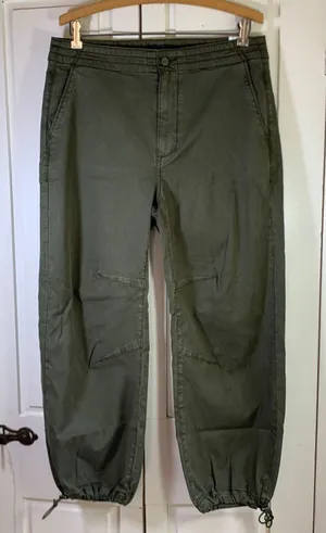Paige Mayslie Utility Jogger Pants‎ Olive Green Lyocell Drawstring Hem Womens 30 thumbnail 1