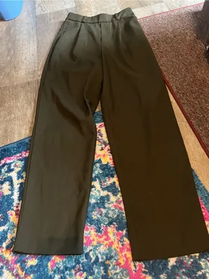 Mango Classic Straight-Leg Dress Pants - Olive thumbnail 1