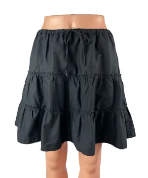 Aritzia Sunday Best Black High Waisted Tiered Ruffle A Line Mini Skirt Size L thumbnail 1