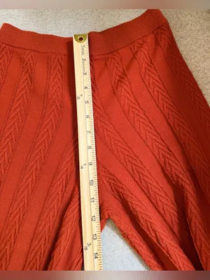 Anthropologie Rust Orange Cable Knit Wide Leg Pants Size Small thumbnail 7