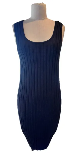 A New Day Ribbed Dress Woman's Large Bodycon Black Sleeveless New thumbnail 1