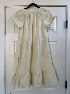 Women’s Pact Organic Coastal Double Gauze Throw-And-Go Dress Butter Yellow Sz S thumbnail 8