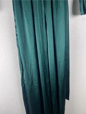 BALTIC BORN Katya Emerald Green Satin Faux Wrap V-Neck Maxi Dress Size Medium thumbnail 8