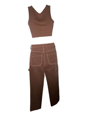 PacSun Women's Dark Brown Skinny Jeans with Contrast Stitching thumbnail 9