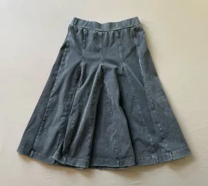 Denim Washed Paneled Circle Skirt Blue Size XXS thumbnail 1
