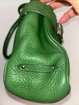 Cole Haan Vintage Green Leather Handbag Silver Hardware Suede Detail Preloved thumbnail 4