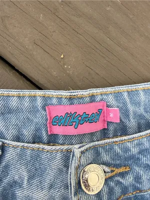 Edikted | Light Blue Distressed Wide-Leg Jeans thumbnail 4