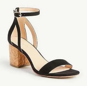 Anne Taylor Black and Cork Chunky heeled sandals‎ Size 7.5 BIN 16 thumbnail 1