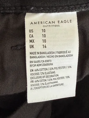 American Eagle Curvy Super High Rise Shortie Distressed Black Shorts Size 10 thumbnail 8