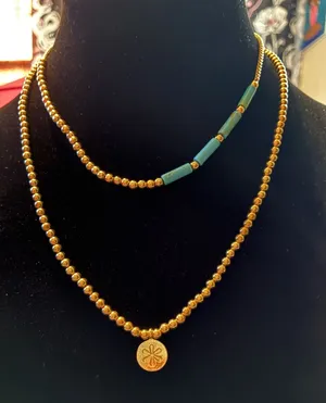 Boho Layered Gold Beaded Necklace Set thumbnail 1