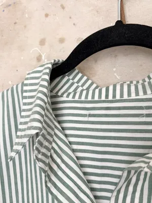 Abercrombie Relaxed Poplin Green Stripe Shirt Dress thumbnail 2