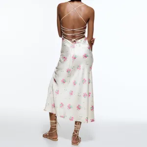 Zara Silky Satin Effect Open Back Print Maxi Dress thumbnail 3
