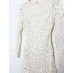 NWT Zara White Lace Long Sleeve Open Back Mini Dress Size Small Bridal Chic thumbnail 7