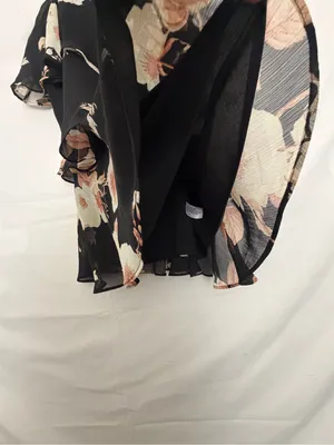 A New Day M Floral Tiered Cami Dress Black Cream Spaghetti Strap NWT(A922) thumbnail 6