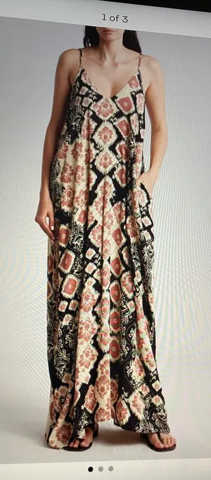 lovestitch Black and pink Printed Boho Maxi Slip Dress thumbnail 1