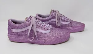 Vans Old Skool Lavender Purple Glitter Canvas Low Skate Sneakers Size 7 thumbnail 1