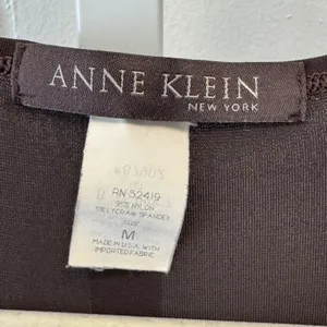 Y2K Anne Klein New York Brown V-Neck Front Tie Short Sleeve Dress Medium 2010s thumbnail 7