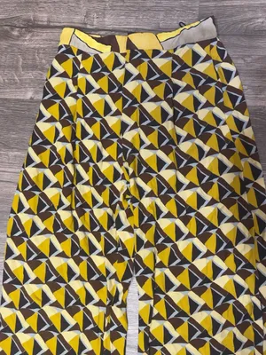 ZARA Women’s S Geometric Print Straight Leg Pants Yellow Brown Retro thumbnail 5