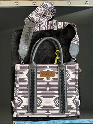 Wrangler Purple Aztec Canvas Tote with Detachable Aztec Strap thumbnail 1