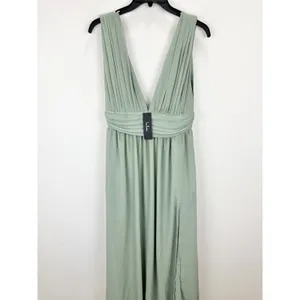 Lulus Heavenly Hues Sage Brush Maxi Dress Chiffon Bridesmaid Formal Medium NWT thumbnail 7