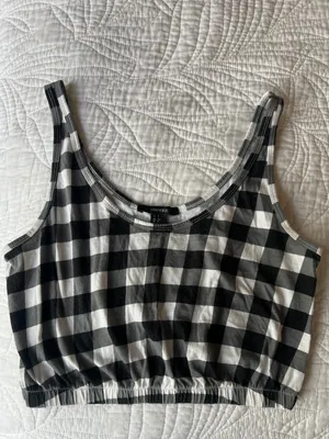 Forever 21 Black and White Gingham Crop Tank thumbnail 2