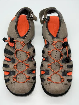 Clarks Tuvia‎ Women's Hiking Sandals in Taupe and Orange Hook and Loop Back-Sz 7 thumbnail 4