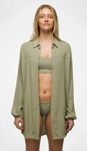 prAna Fernie Shirt Dress Women’s Small Sage Green Button Front Tunic Cover-Up #1 thumbnail 1