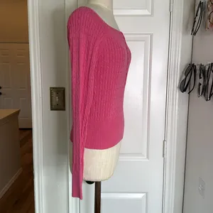 Aeropostale y2k label cableknit cropped half button sweater butterfly logo thumbnail 12