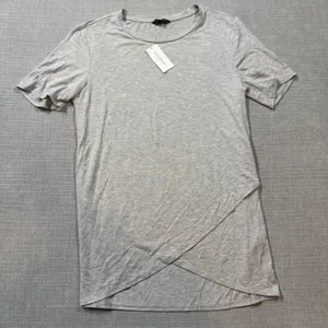 Banana Republic T-Shirt Womens Medium Gray Heather Cross Front Short Sleeve‎ thumbnail 1