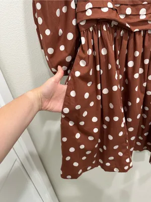 Abercrombie & Fitch Rust Polka Dot Square Neck Puff Sleeve Mini thumbnail 8