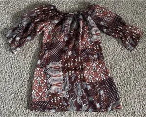 VTG Charlotte Russe Women's Boho Brown Print Sheer‎ Quarter Sleeve Dress Size S thumbnail 1