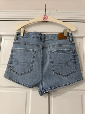 American Eagle Jean Shorts Womens Mom Short Light Wash Denim Blue thumbnail 4