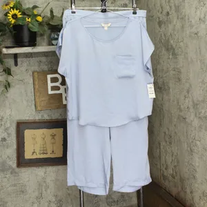 NWT State Of Day 2-Pc. Silk Touch Short Sleeve Pajama Set Eventide Blue XL thumbnail 2