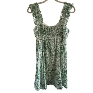 Blu Pepper Green Tropical Ruffle Mini Sundress Size Small Resort Vacation thumbnail 6