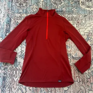 Patagonia Midweight Capilene Baselayer Crimson Red Pullover Zip Neck Shirt XS thumbnail 1