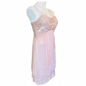 SUE WONG Crochet Blush Cocktail Mini Dress Size 0 thumbnail 3