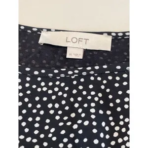 Ann Taylor LOFT Polka Dot Knot‑Front Top Size M Black White thumbnail 5