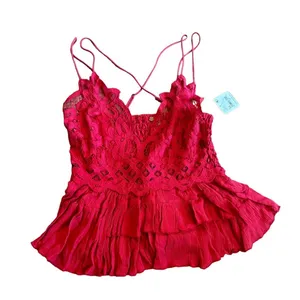 Free People One Cherry‎ Red Adella Cami NEW Sz M thumbnail 1