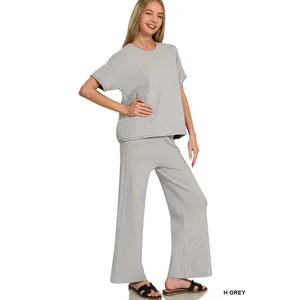 Zenana Viscose Round Neck Top & Pants Set‎ - Medium thumbnail 2