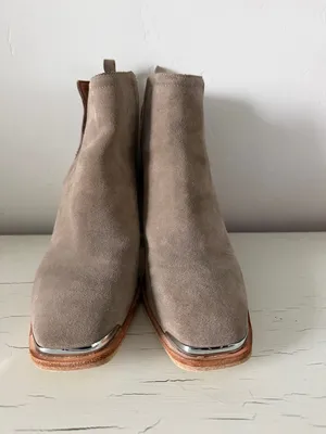 Jeffrey Campbell Cromwell Suede Western Ankle Booties Taupe Block Heel Women’s 8 thumbnail 2
