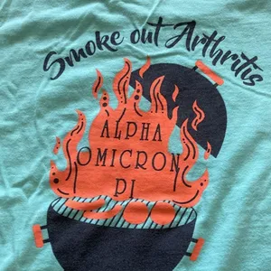 Comfort Colors AOPi Alpha Omicron Pi Smoke Out Arthritis T-Shirt Teal Large NWOT thumbnail 4