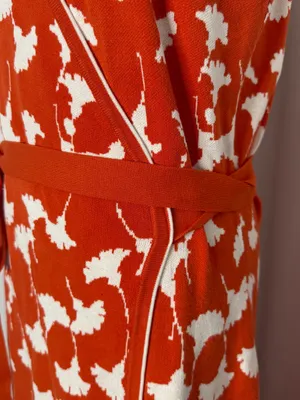 Diane von Furstenberg for Target Sweater Wrap Maxi Dress Size Large Orange White thumbnail 4