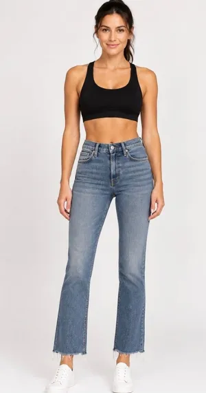 Mother $258 Woman’s 26 The Mid Rise Dazzler Ankle Fray Jeans Size 26 thumbnail 1
