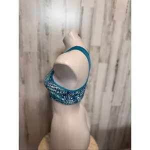 Blue Teal Cheetah Animal Print Sports Bra Womens Medium Racerback Mesh Cutout thumbnail 3