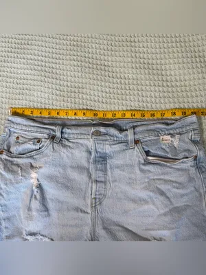Levis 501 Original Denim Jean Shorts Womens Plus 18W Light Wash Distressed Jorts thumbnail 7