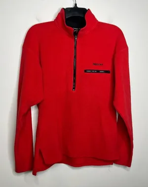 Marmot red fleece‎ half zip pullover made in the USA size medium thumbnail 1