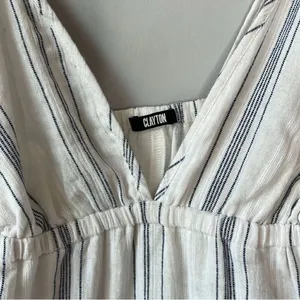 Clayton Gauzy Revolve White Blue Stripe Coastal Harmony Dress thumbnail 4