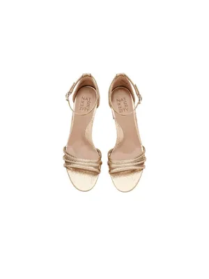 NWT Naturalizer Heidi Faux Leather Block Heel Sandals Light Champagne Brown 6.5M thumbnail 2