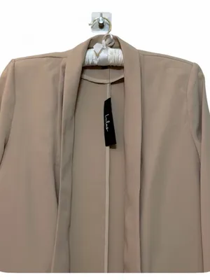 NWT Lulus Women’s Miss Punctuality Taupe Lightweight Open Front Blazer Size M thumbnail 9