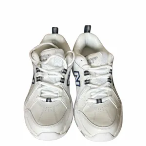 New Balance White Athletic Sneakers with Navy Accents thumbnail 3